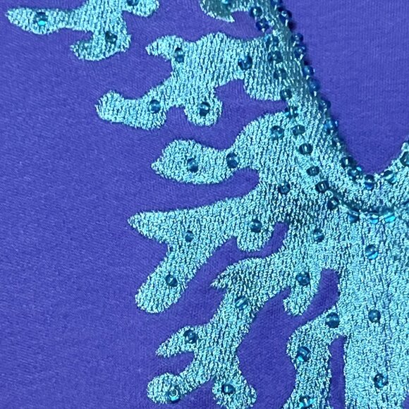 Quacker Factory Purple Embroidered & Beaded Tee – Size Small - Picture 4 of 8